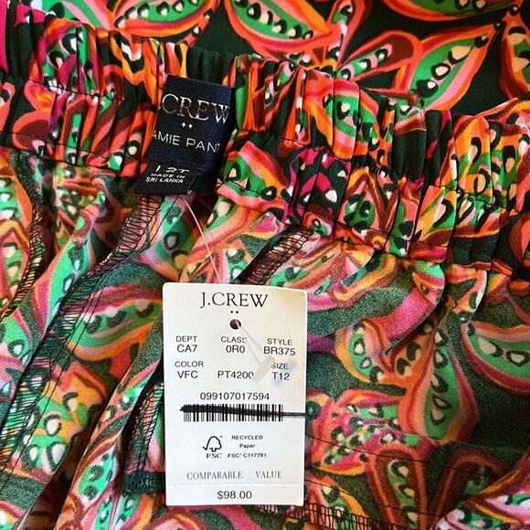 J.Crew Factory Tall Pull-on Tapered Leg floral Jamie pant size 12T NWT - Picture 3 of 7